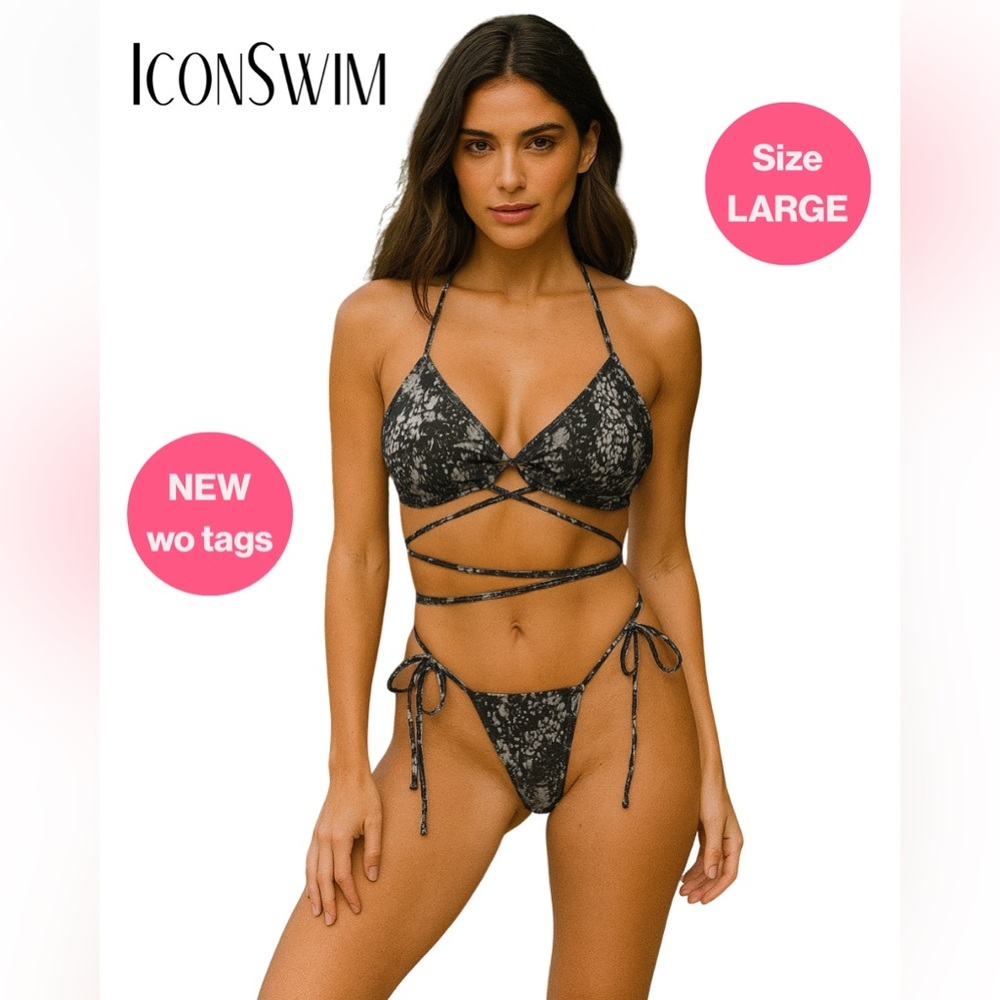 NEW 🖤 Icon Swin Abstract 2-piece strappy bikini (Women’s Size Large)